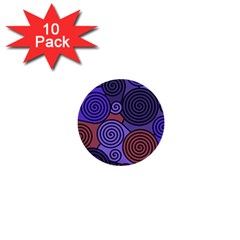 Blue And Red Hypnoses  1  Mini Buttons (10 Pack)  by Valentinaart