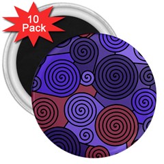 Blue And Red Hypnoses  3  Magnets (10 Pack)  by Valentinaart