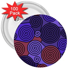 Blue And Red Hypnoses  3  Buttons (100 Pack)  by Valentinaart