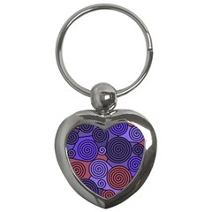 Blue And Red Hypnoses  Key Chains (heart)  by Valentinaart