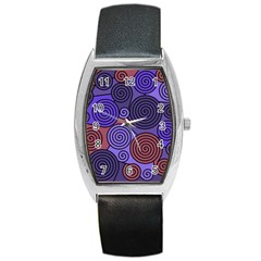 Blue And Red Hypnoses  Barrel Style Metal Watch by Valentinaart