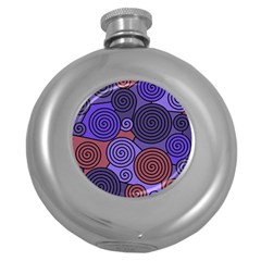 Blue And Red Hypnoses  Round Hip Flask (5 Oz) by Valentinaart