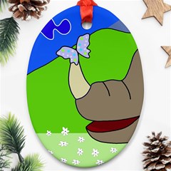 Butterfly And Rhino Ornament (oval) 