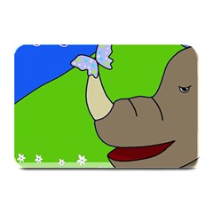 Butterfly And Rhino Plate Mats by Valentinaart