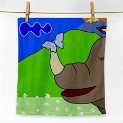 Butterfly And Rhino Face Towel by Valentinaart