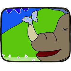 Butterfly And Rhino Fleece Blanket (mini) by Valentinaart