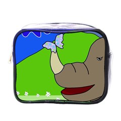 Butterfly And Rhino Mini Toiletries Bags by Valentinaart