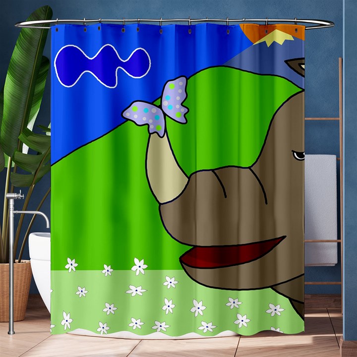 Butterfly and rhino Shower Curtain 60  x 72  (Medium) 