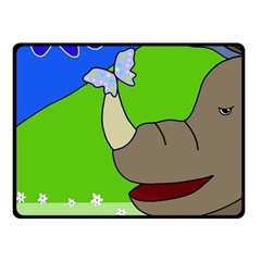 Butterfly And Rhino Double Sided Fleece Blanket (small) 