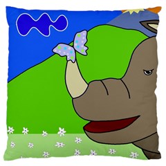 Butterfly And Rhino Standard Flano Cushion Case (one Side) by Valentinaart