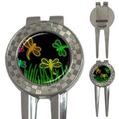 Neon Dragonflies 3-in-1 Golf Divots by Valentinaart