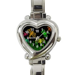 Neon Dragonflies Heart Italian Charm Watch by Valentinaart