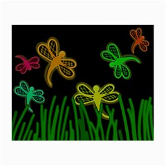 Neon Dragonflies Small Glasses Cloth by Valentinaart