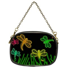 Neon Dragonflies Chain Purses (one Side)  by Valentinaart