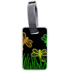 Neon Dragonflies Luggage Tags (one Side)  by Valentinaart