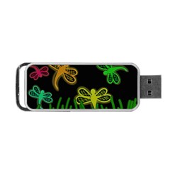 Neon Dragonflies Portable Usb Flash (one Side)