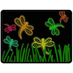 Neon Dragonflies Double Sided Fleece Blanket (large) 