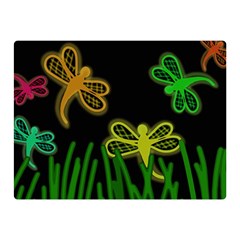 Neon Dragonflies Double Sided Flano Blanket (mini)  by Valentinaart