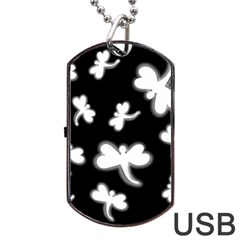 White dragonflies Dog Tag USB Flash (One Side)