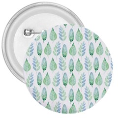 Green Watercolour Leaves Pattern 3  Buttons