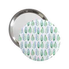 Green Watercolour Leaves Pattern 2.25  Handbag Mirrors