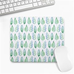 Green Watercolour Leaves Pattern Large Mousepads