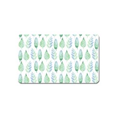 Green Watercolour Leaves Pattern Magnet (Name Card)