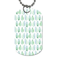 Green Watercolour Leaves Pattern Dog Tag (One Side)