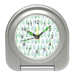 Green Watercolour Leaves Pattern Travel Alarm Clocks by TanyaDraws