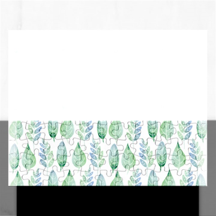 Green Watercolour Leaves Pattern Rectangular Jigsaw Puzzl