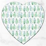 Green Watercolour Leaves Pattern Jigsaw Puzzle (Heart) Front