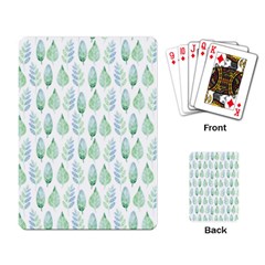 Green Watercolour Leaves Pattern Playing Card