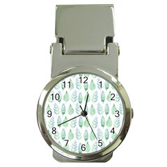 Green Watercolour Leaves Pattern Money Clip Watches