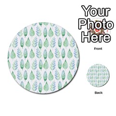 Green Watercolour Leaves Pattern Multi-purpose Cards (round) 