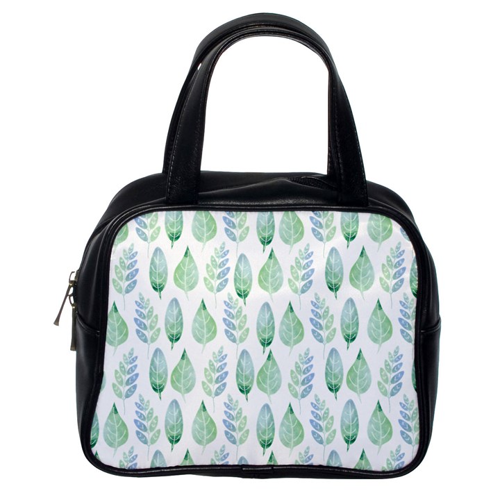 Green Watercolour Leaves Pattern Classic Handbags (One Side)