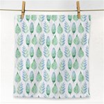 Green Watercolour Leaves Pattern Face Towel Front