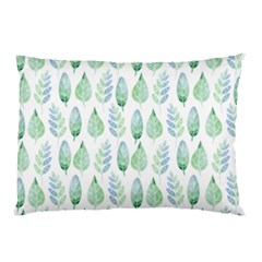 Green Watercolour Leaves Pattern Pillow Case