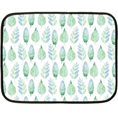 Green Watercolour Leaves Pattern Fleece Blanket (mini) by TanyaDraws