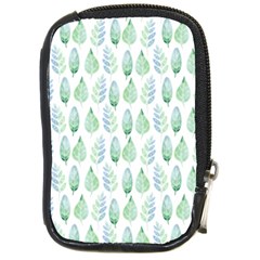 Green Watercolour Leaves Pattern Compact Camera Cases