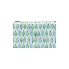 Green Watercolour Leaves Pattern Cosmetic Bag (Small) 