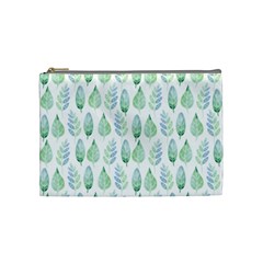 Green Watercolour Leaves Pattern Cosmetic Bag (Medium) 