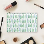 Green Watercolour Leaves Pattern Cosmetic Bag (Medium)  Front