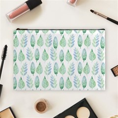 Green Watercolour Leaves Pattern Cosmetic Bag (Large) 