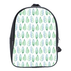 Green Watercolour Leaves Pattern School Bags(large) 