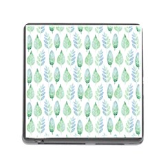 Green Watercolour Leaves Pattern Memory Card Reader (Square)