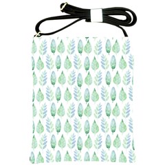 Green Watercolour Leaves Pattern Shoulder Sling Bags