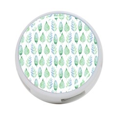 Green Watercolour Leaves Pattern 4-Port USB Hub (One Side)