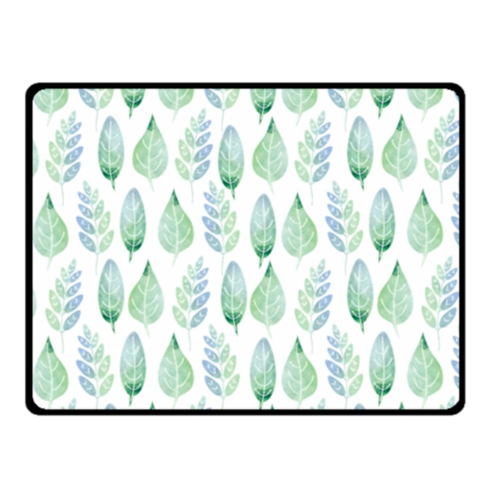 Green Watercolour Leaves Pattern Fleece Blanket (Small)