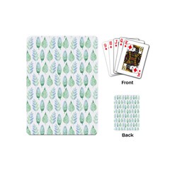 Green Watercolour Leaves Pattern Playing Cards (Mini) 