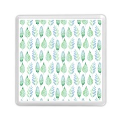 Green Watercolour Leaves Pattern Memory Card Reader (square) 